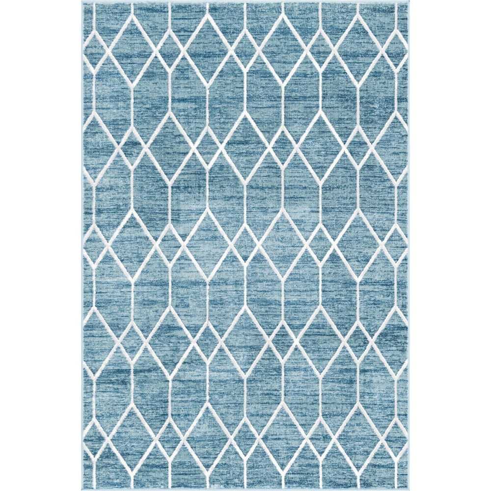 Rug Unique Loom Matrix Trellis Blue Rectangular 6' 0 x 9' 0