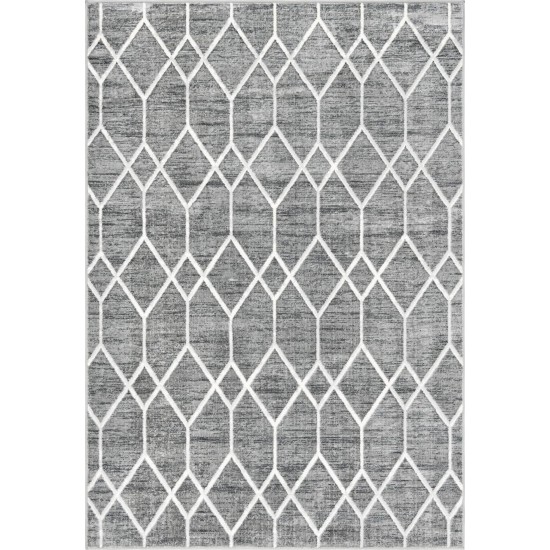 Rug Unique Loom Matrix Trellis Dark Gray Rectangular 6' 0 x 9' 0