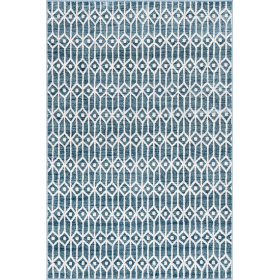 Rug Unique Loom Matrix Trellis Blue Rectangular 6' 0 x 9' 0