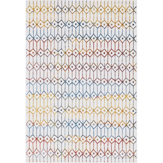 Rug Unique Loom Matrix Trellis Ivory/Blue Rectangular 6' 0 x 9' 0