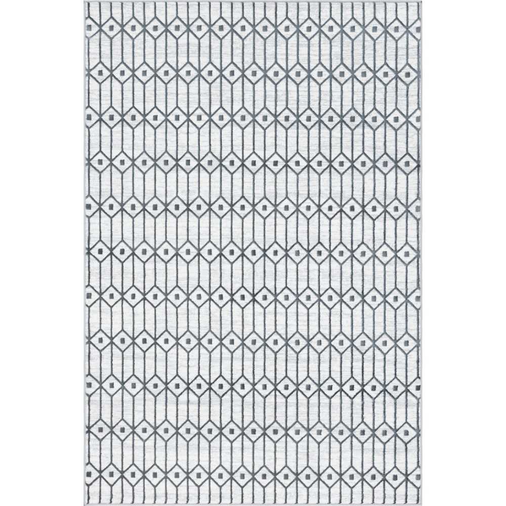 Rug Unique Loom Matrix Trellis Ivory/Gray Rectangular 6' 0 x 9' 0