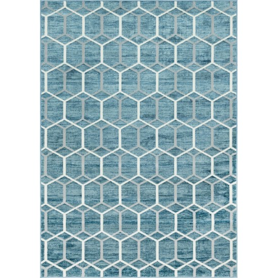 Rug Unique Loom Matrix Trellis Blue Rectangular 7' 0 x 10' 0