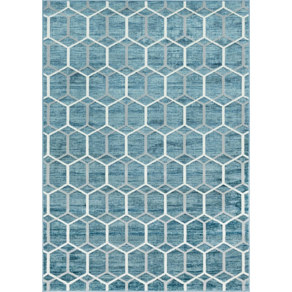 Rug Unique Loom Matrix Trellis Blue Rectangular 7' 0 x 10' 0