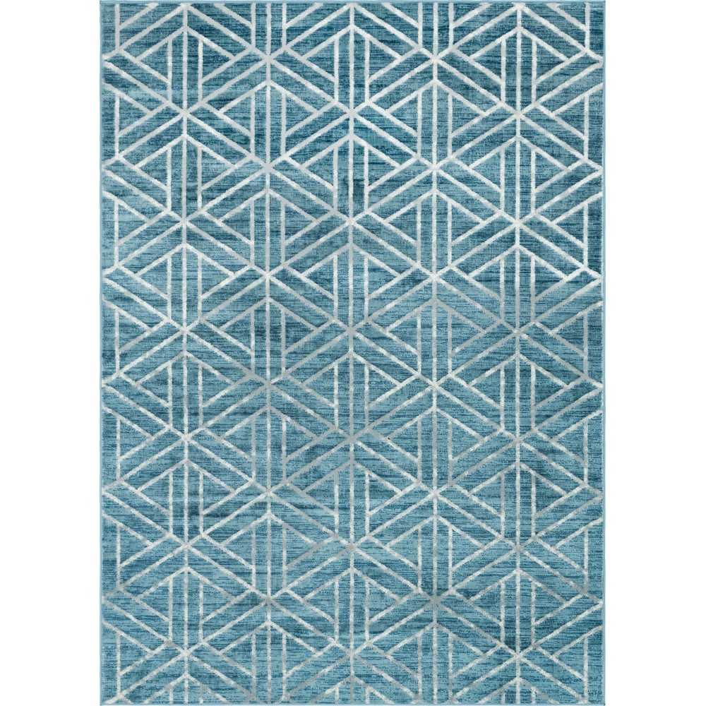 Rug Unique Loom Matrix Trellis Blue Rectangular 7' 0 x 10' 0