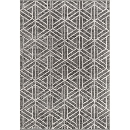 Rug Unique Loom Matrix Trellis Dark Gray Rectangular 7' 0 x 10' 0