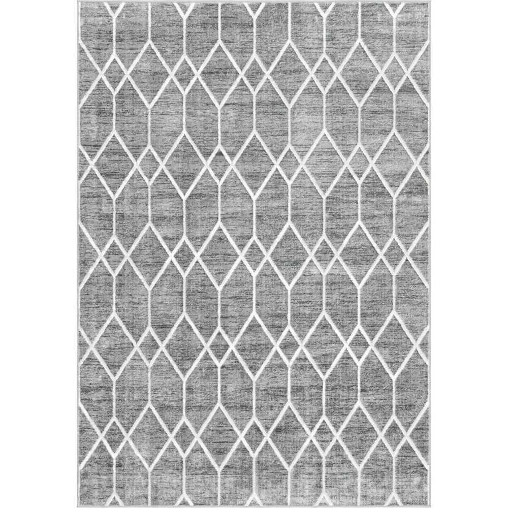 Rug Unique Loom Matrix Trellis Dark Gray Rectangular 7' 0 x 10' 0