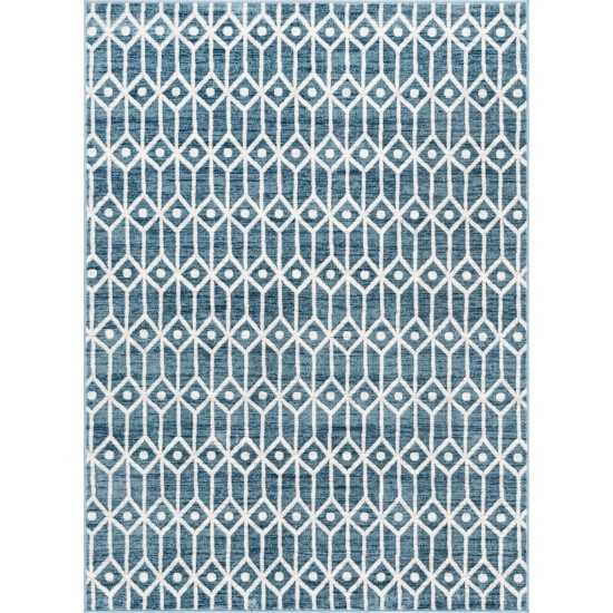 Rug Unique Loom Matrix Trellis Blue Rectangular 7' 0 x 10' 0