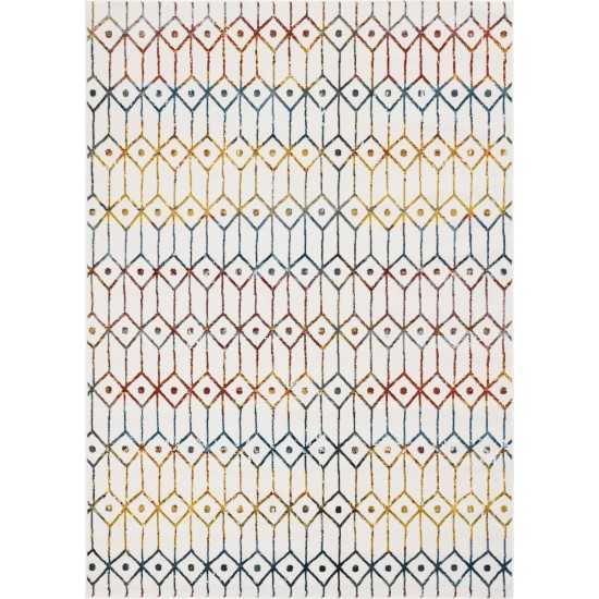 Rug Unique Loom Matrix Trellis Ivory/Blue Rectangular 7' 0 x 10' 0