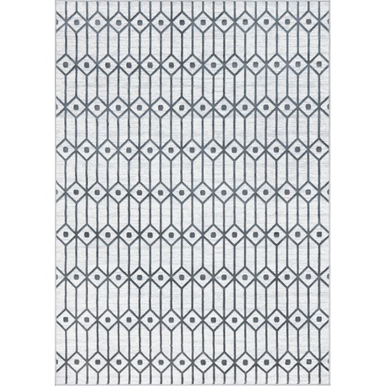 Rug Unique Loom Matrix Trellis Ivory/Gray Rectangular 7' 0 x 10' 0