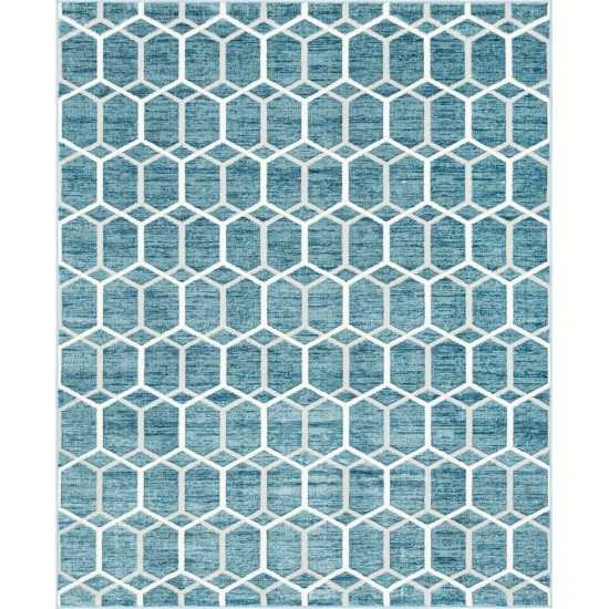 Rug Unique Loom Matrix Trellis Blue Rectangular 8' 0 x 10' 0