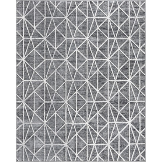 Rug Unique Loom Matrix Trellis Dark Gray Rectangular 8' 0 x 10' 0