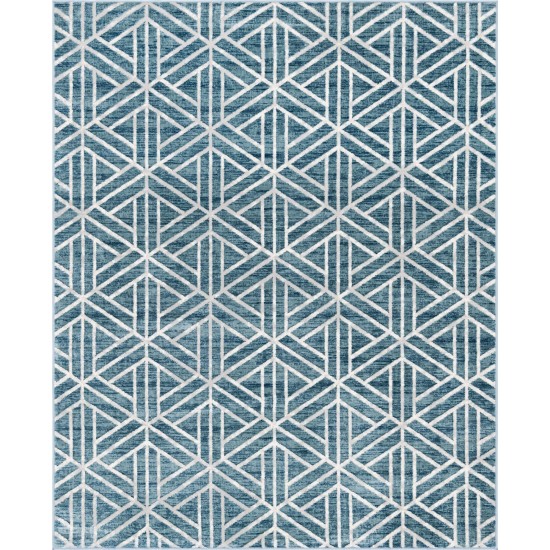 Rug Unique Loom Matrix Trellis Blue Rectangular 8' 0 x 10' 0