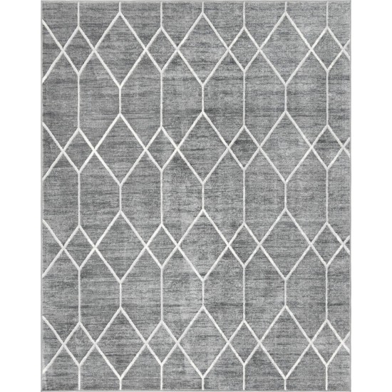 Rug Unique Loom Matrix Trellis Dark Gray Rectangular 8' 0 x 10' 0