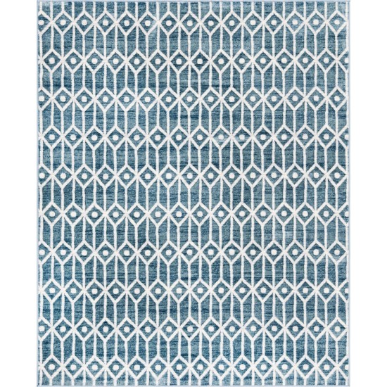 Rug Unique Loom Matrix Trellis Blue Rectangular 8' 0 x 10' 0