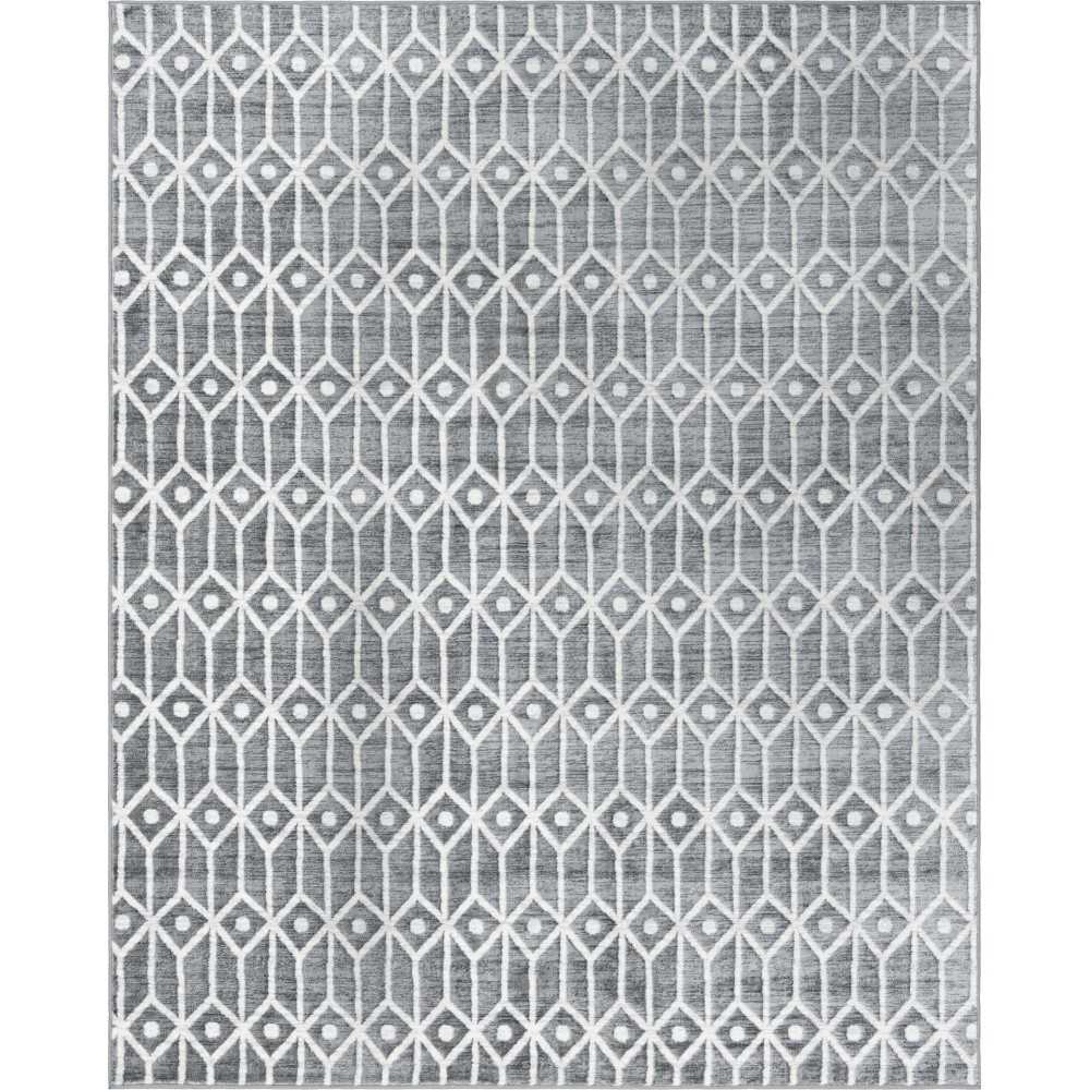 Rug Unique Loom Matrix Trellis Gray Rectangular 8' 0 x 10' 0