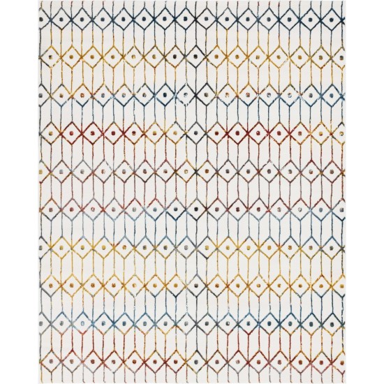 Rug Unique Loom Matrix Trellis Ivory/Blue Rectangular 8' 0 x 10' 0