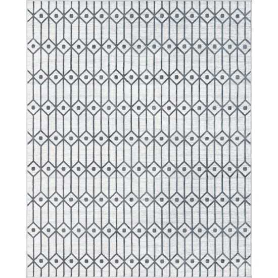 Rug Unique Loom Matrix Trellis Ivory/Gray Rectangular 8' 0 x 10' 0