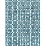 Rug Unique Loom Matrix Trellis Blue Rectangular 9' 0 x 12' 0