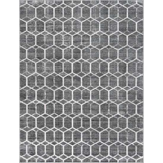 Rug Unique Loom Matrix Trellis Gray Rectangular 9' 0 x 12' 0