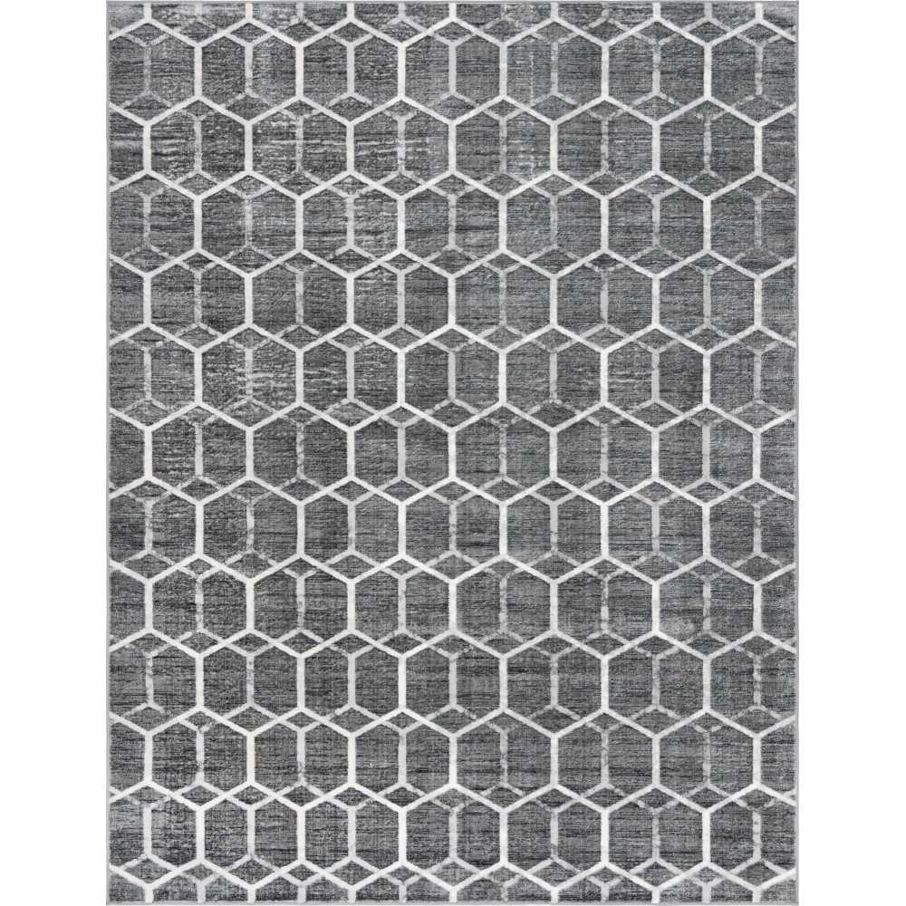 Rug Unique Loom Matrix Trellis Gray Rectangular 9' 0 x 12' 0