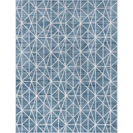 Rug Unique Loom Matrix Trellis Blue Rectangular 9' 0 x 12' 0