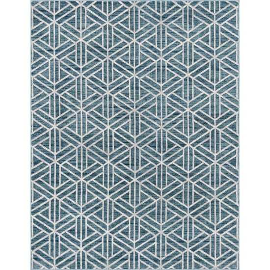 Rug Unique Loom Matrix Trellis Blue Rectangular 9' 0 x 12' 0