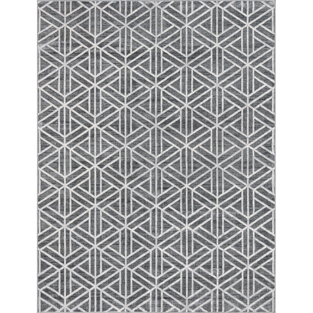 Rug Unique Loom Matrix Trellis Dark Gray Rectangular 9' 0 x 12' 0