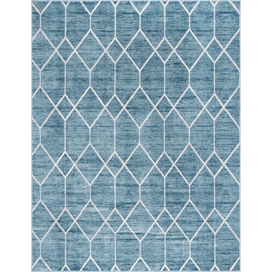 Rug Unique Loom Matrix Trellis Blue Rectangular 9' 0 x 12' 0