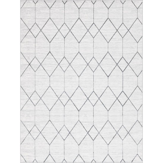 Rug Unique Loom Matrix Trellis Ivory Rectangular 9' 0 x 12' 0