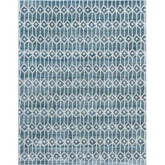 Rug Unique Loom Matrix Trellis Blue Rectangular 9' 0 x 12' 0