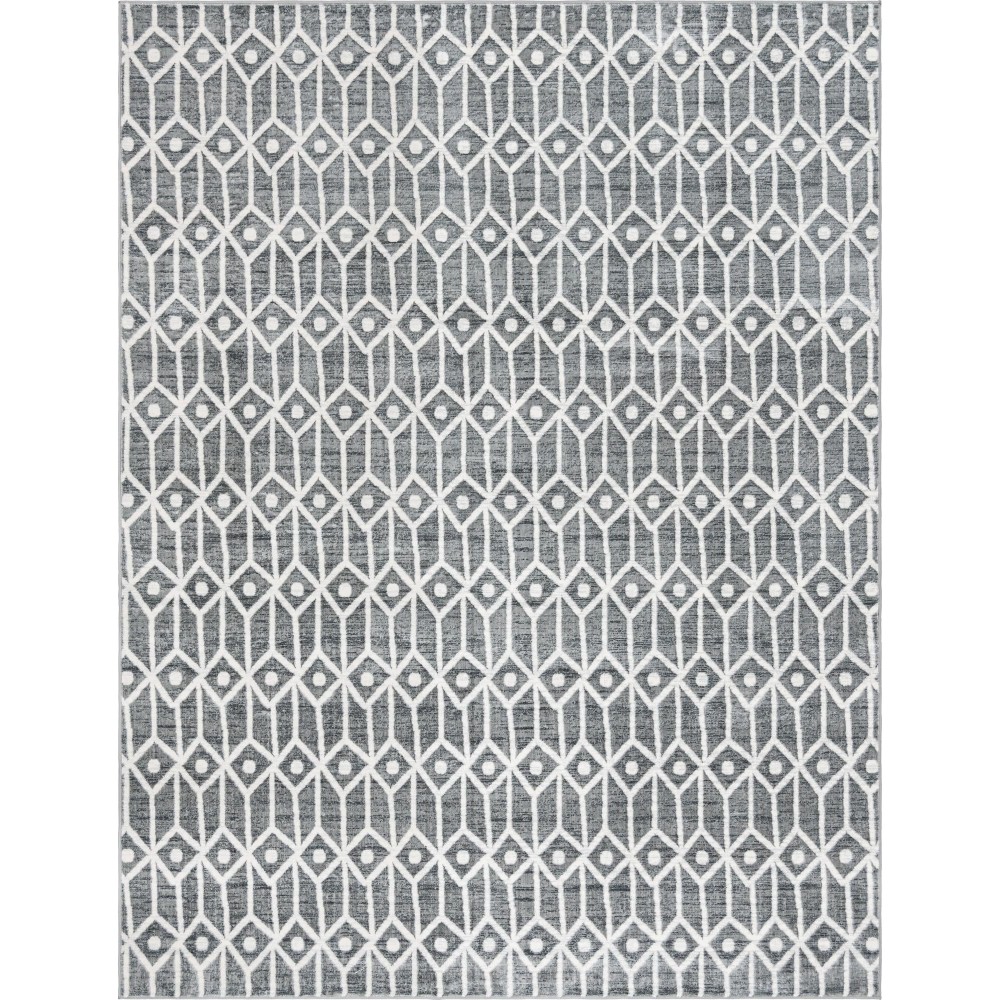 Rug Unique Loom Matrix Trellis Gray Rectangular 9' 0 x 12' 0