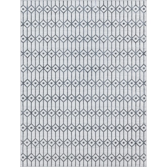 Rug Unique Loom Matrix Trellis Ivory/Gray Rectangular 9' 0 x 12' 0