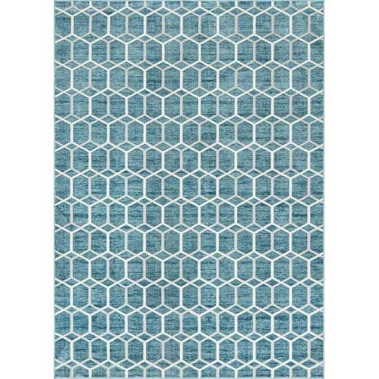 Rug Unique Loom Matrix Trellis Blue Rectangular 9' 10 x 14' 0