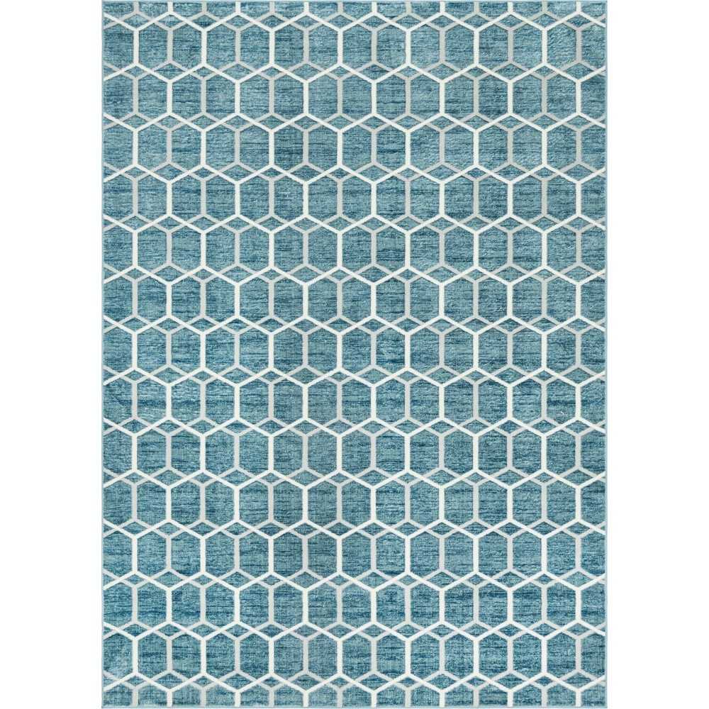 Rug Unique Loom Matrix Trellis Blue Rectangular 9' 10 x 14' 0