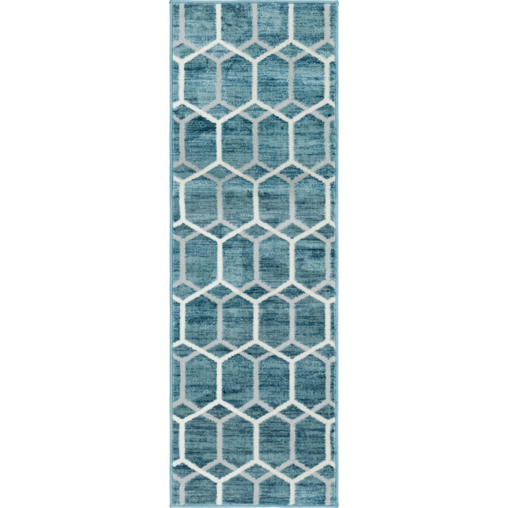 Rug Unique Loom Matrix Trellis Blue Runner 2' 0 x 6' 0 Rug Unique Loom Matrix Trellis Blue Runner 2' 0 x 6' 0