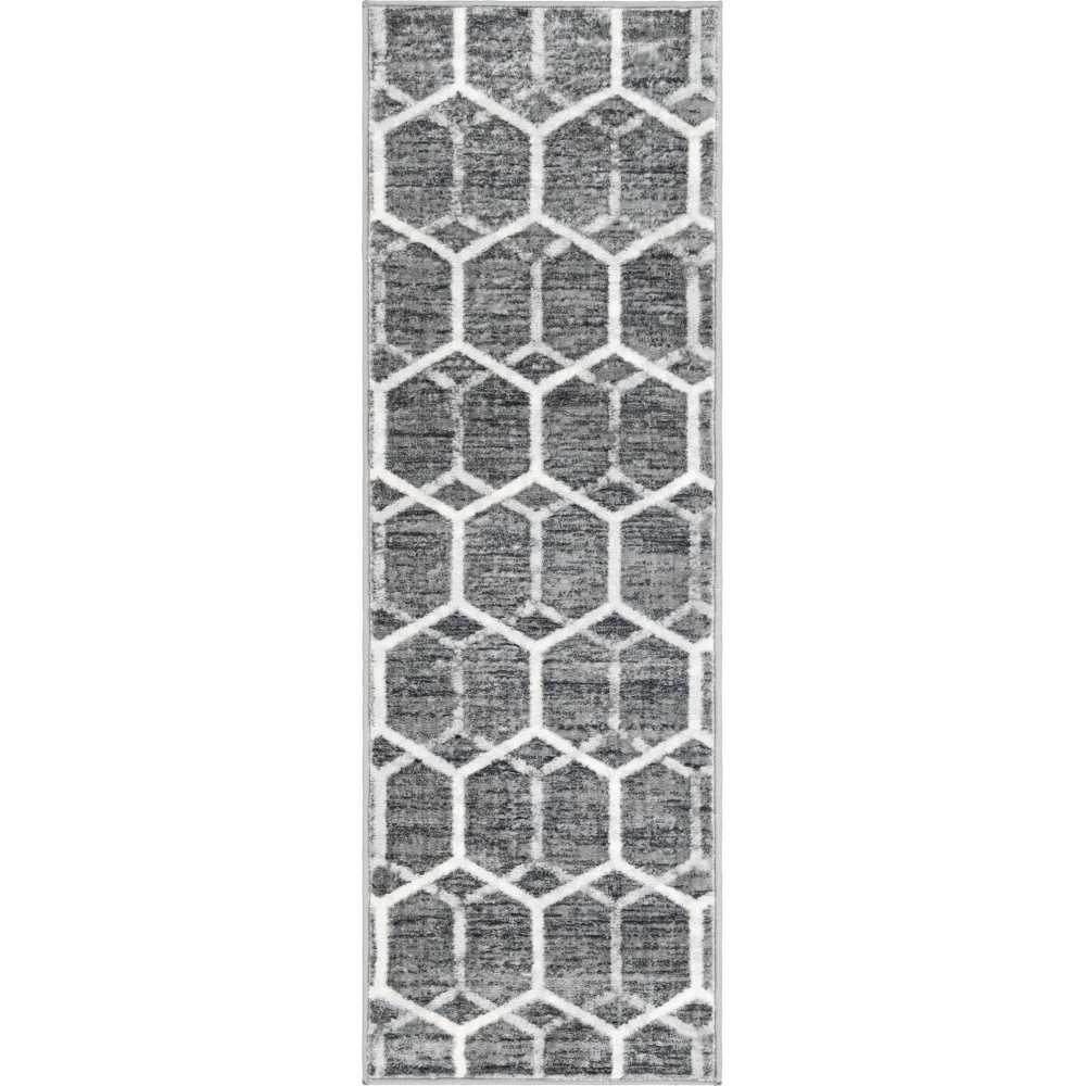 Rug Unique Loom Matrix Trellis Gray Runner 2' 0 x 6' 0