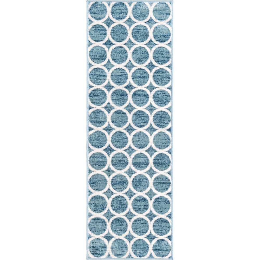 Rug Unique Loom Matrix Trellis Blue Runner 2' 0 x 6' 0