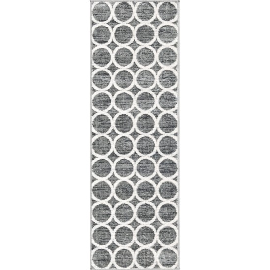 Rug Unique Loom Matrix Trellis Dark Gray Runner 2' 0 x 6' 0