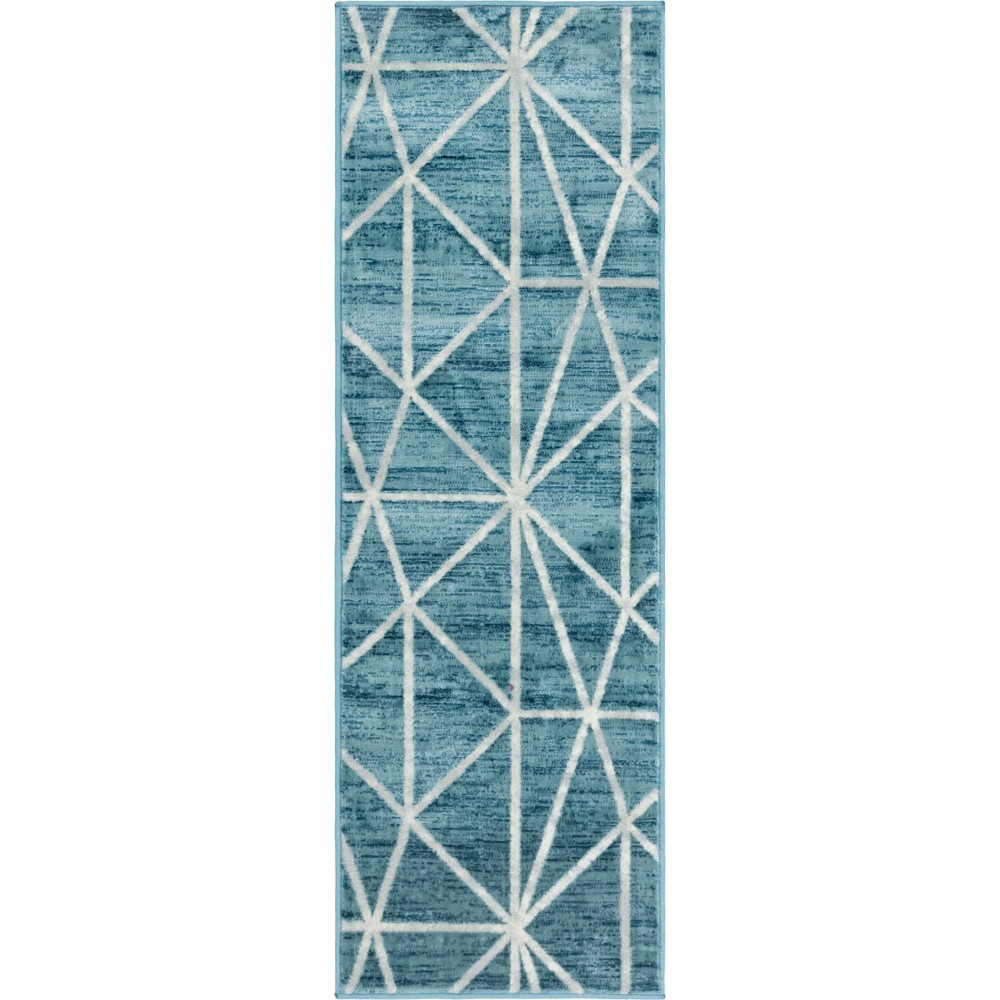 Rug Unique Loom Matrix Trellis Blue Runner 2' 0 x 6' 0