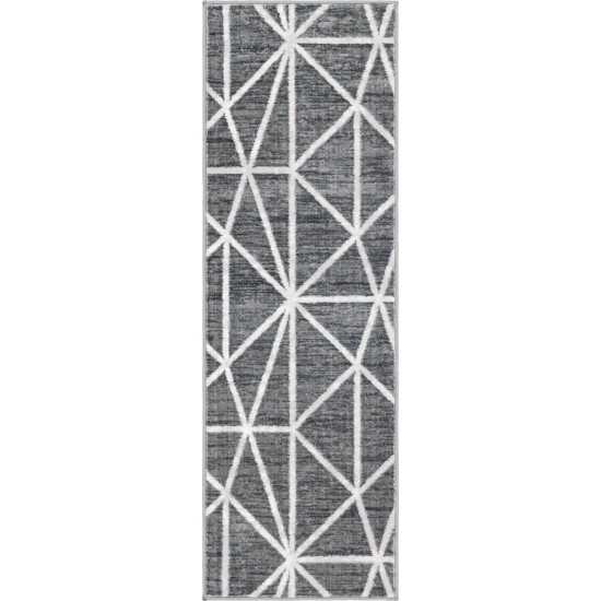 Rug Unique Loom Matrix Trellis Dark Gray Runner 2' 0 x 6' 0