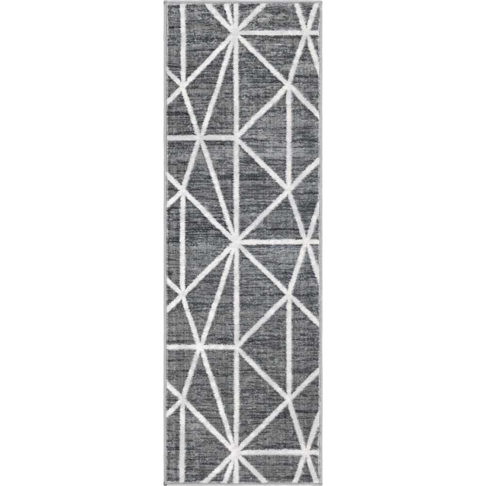 Rug Unique Loom Matrix Trellis Dark Gray Runner 2' 0 x 6' 0