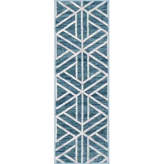 Rug Unique Loom Matrix Trellis Blue Runner 2' 0 x 6' 0