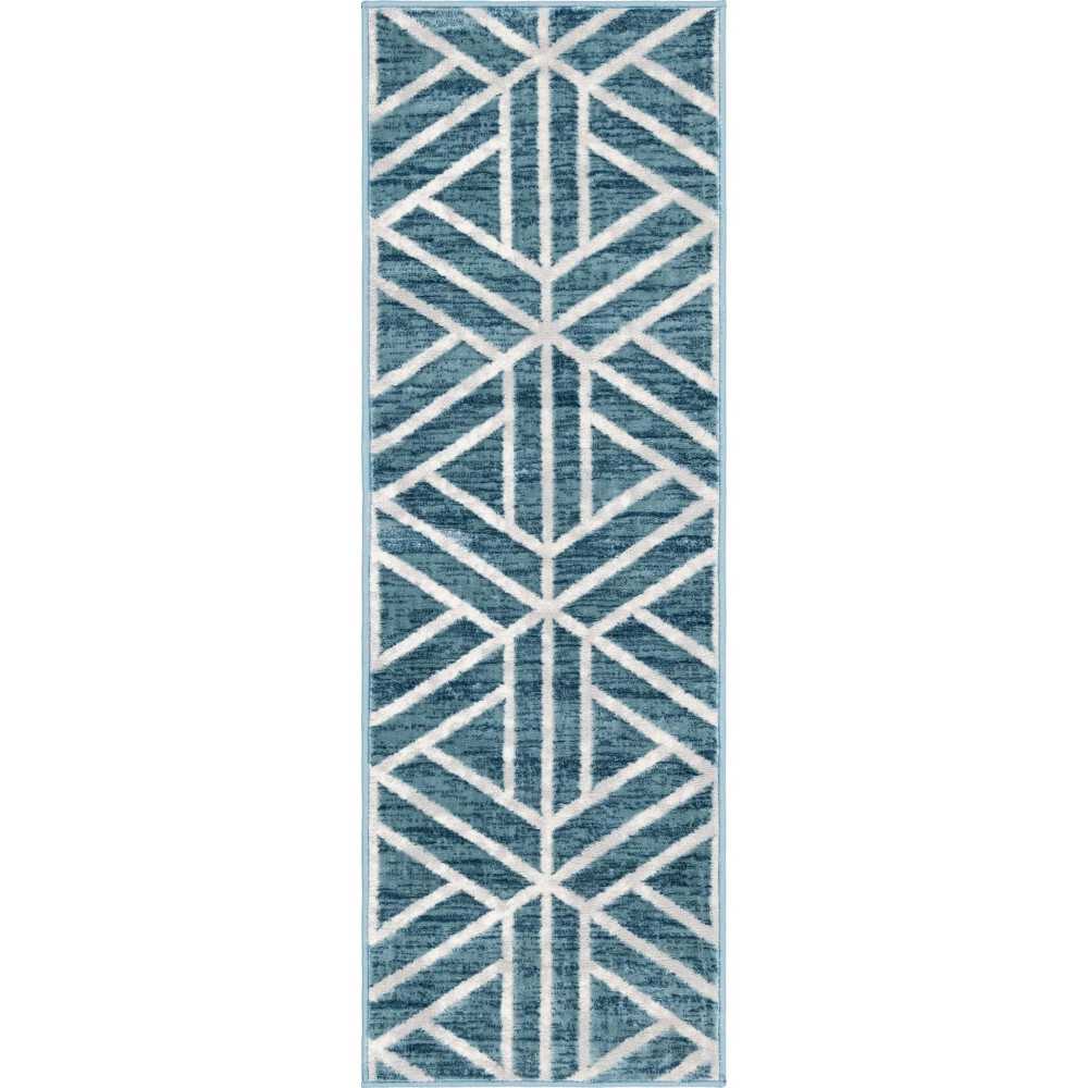 Rug Unique Loom Matrix Trellis Blue Runner 2' 0 x 6' 0