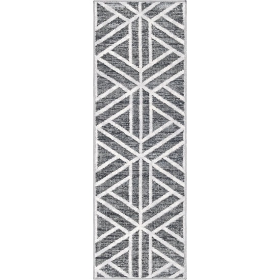 Rug Unique Loom Matrix Trellis Dark Gray Runner 2' 0 x 6' 0