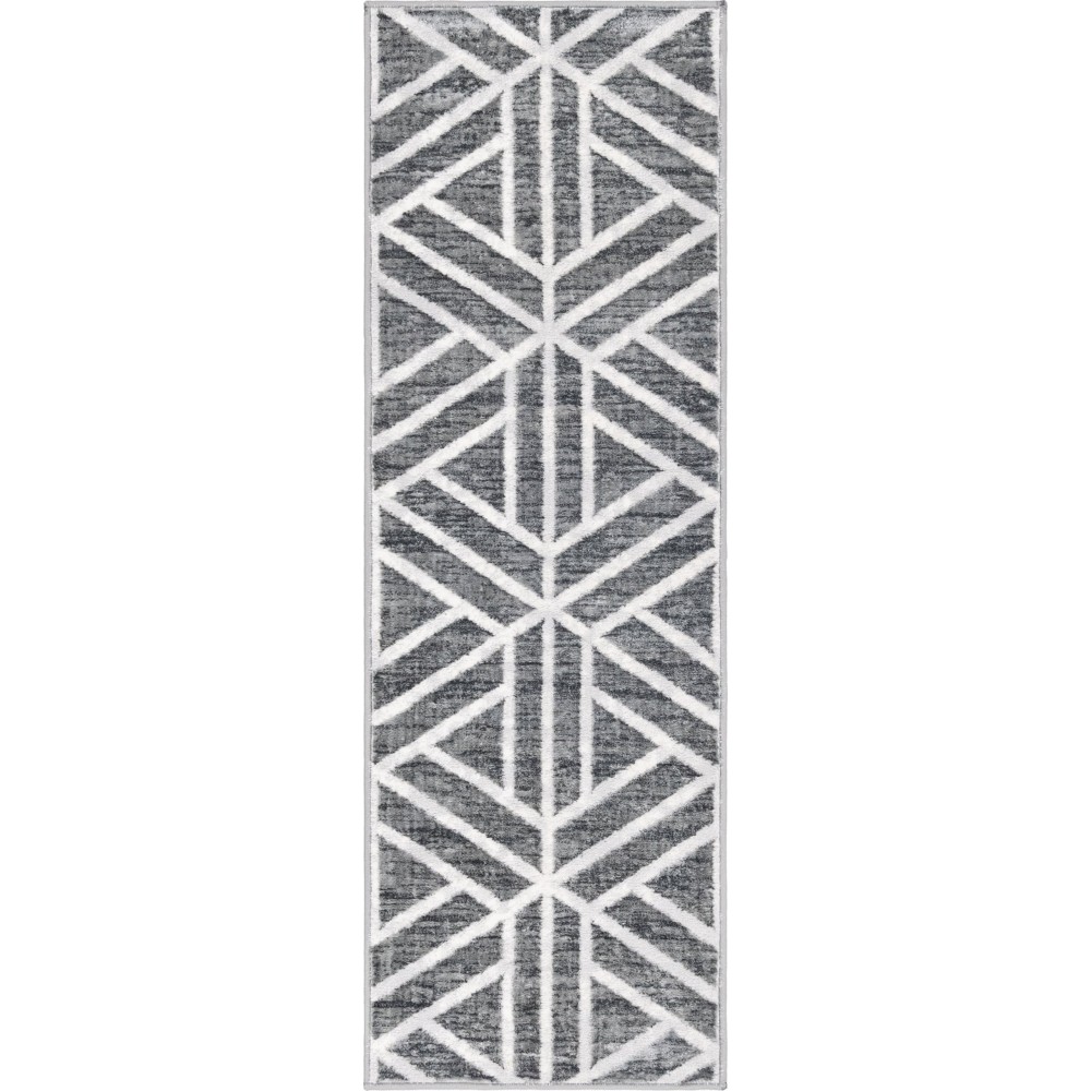 Rug Unique Loom Matrix Trellis Dark Gray Runner 2' 0 x 6' 0