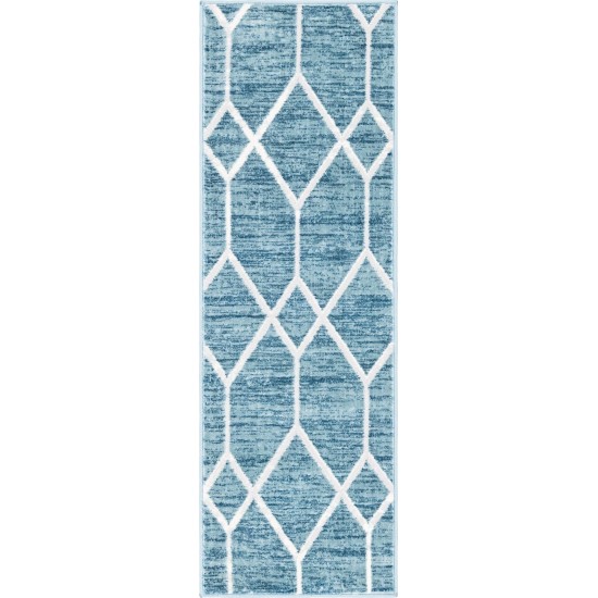 Rug Unique Loom Matrix Trellis Blue Runner 2' 0 x 6' 0