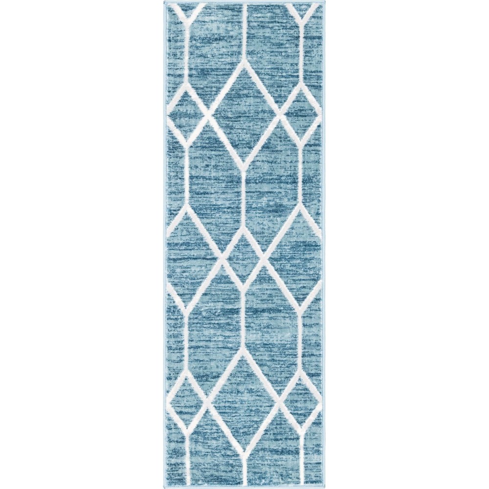 Rug Unique Loom Matrix Trellis Blue Runner 2' 0 x 6' 0