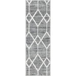Rug Unique Loom Matrix Trellis Dark Gray Runner 2' 0 x 6' 0