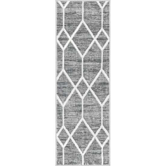 Rug Unique Loom Matrix Trellis Dark Gray Runner 2' 0 x 6' 0