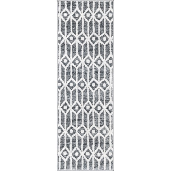 Rug Unique Loom Matrix Trellis Gray Runner 2' 0 x 6' 0